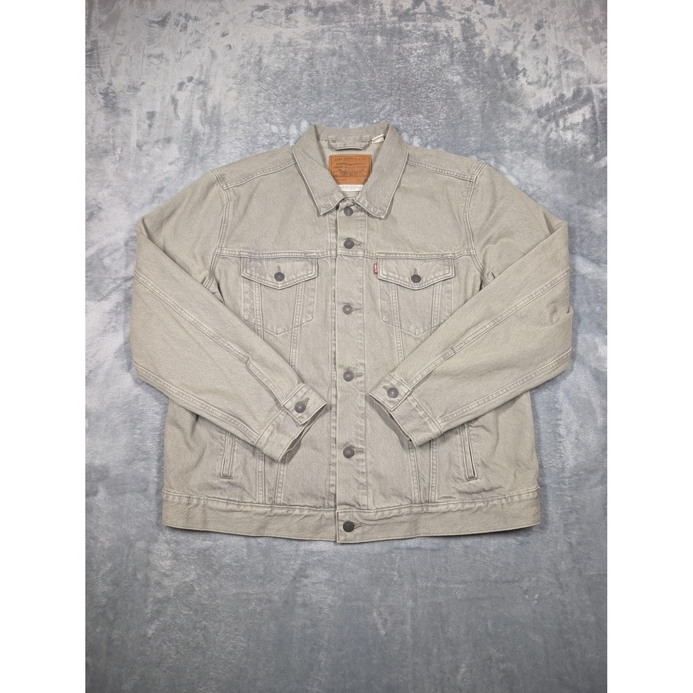 Levi's Jacket Mens XL Light Green Denim Jean Button Front Bomber Levi's Premium